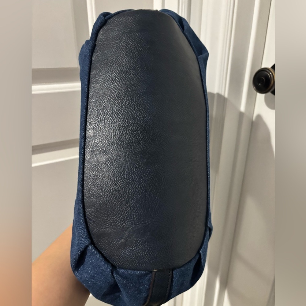 🍎🍎SOLD🍎🍎Y2K Denim Embroidered Floral Shoulder Bag Boho 2000s Blue Jean Purse - Picture 6 of 7
